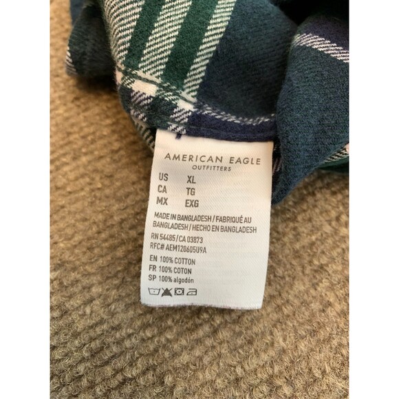 American Eagle Shirt Mens XL Flannel Plaid Super Soft Cotton Long Sleeve - Picture 5 of 8